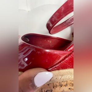 A pair of gently worn red authentic Gucci Patton, leather women’s size 40